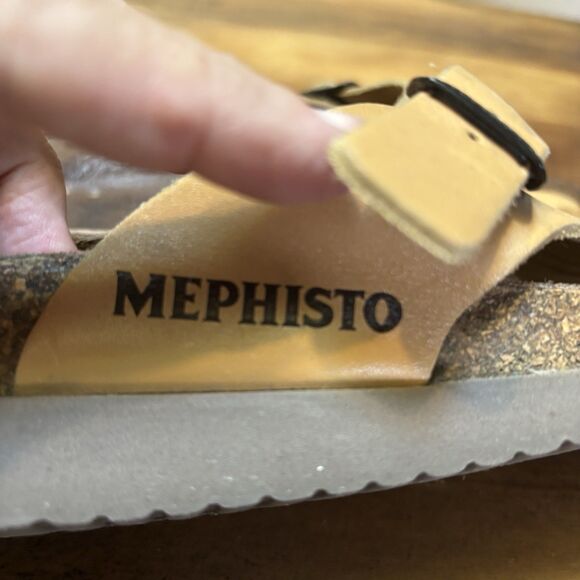 Mephisto Helen Women's EU37 US6,5 Tan Leather Slip On Thong Slide Sandals - Picture 5 of 12